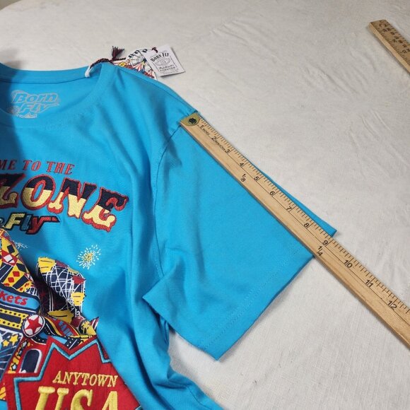 Born Fly Men's  "Fly Zone Carnival" Blue Graphic Print T-Shirt Size XL   (15) - Picture 10 of 10